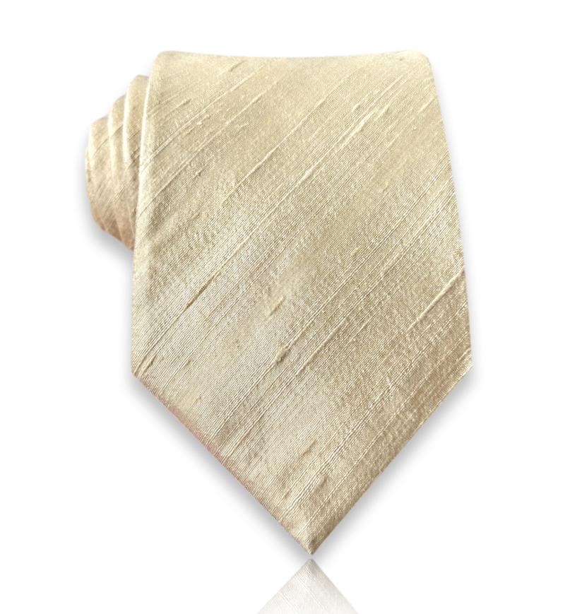 Bež ručno rađena kravata od shantung svile 150x8 cm