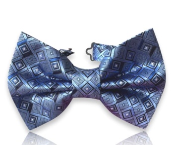 Premium ručno rađena svilena leptir mašna Heritage Collection sa plavim geometrijskim dezenom